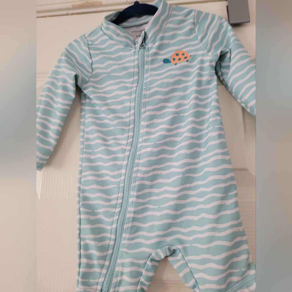 Simple Joys by Carter’s Baby Boys 1-Piece Zip Rashguard  Swimsuit, Turtle 3-6M